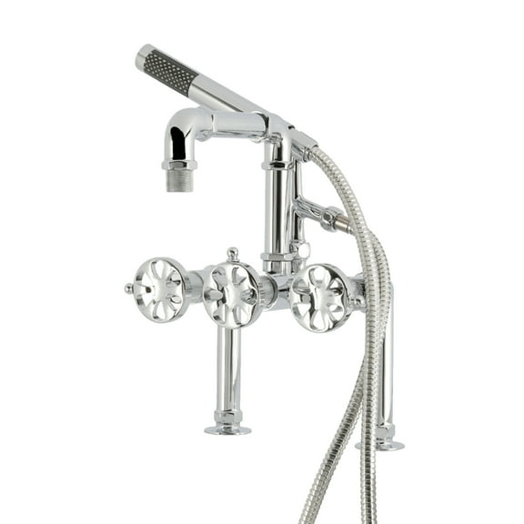 Kingston Brass AE6401RX Belknap 7" Center Deck-Mount Clawfoot Tub Faucet with Hand Shower, Polished Chrome