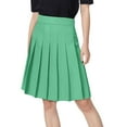 thumbnail image 2 of Women's High Waist Pleated Skirt Solid Color A-Line Midi Skirt Knee Length Skorts Beach Skirts for Women Green L, 2 of 9