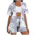 thumbnail image 2 of Gamivast Summer Sets for Women 2 Piece Floral Print Cardigan & Drawstring Shorts Vacation Sets Boho Kimono Cover Up Beach Holiday Travel Outfits, 2 of 5