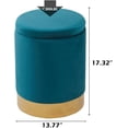 thumbnail image 3 of Mxfurhawa Round Ottoman Set of 2,Upholstered Footrest Stool Support 300lbs,Modern Padded Seat Foot Stool Coffee Table,Vanity Stool with Storage and Metal Legs for Living Room (Teal Velvet), 3 of 14