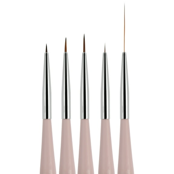 Beaute Galleria 5 Pieces Nail Art Brush Set with Liners and Striping Brushes, for Thin Fine Line Drawing, Detail Painting, Striping
