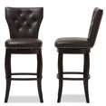 thumbnail image 3 of Bowery Hill 31" Faux Leather Tufted Swivel Bar Stool in Dark Brown (Set of 2), 3 of 5