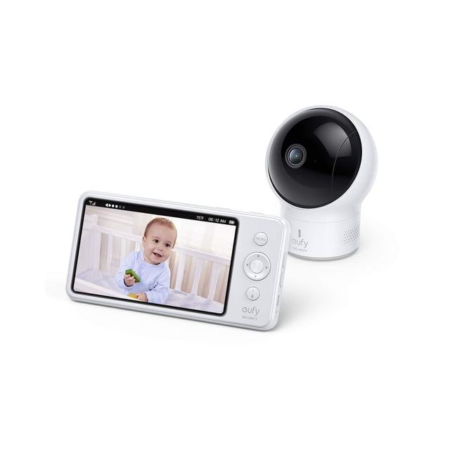 eufy Security, SpaceView Pro Video Baby Monitor con pantalla de 5", audio bidireccional, 720p, giro e inclinación, visión nocturna, reproductor de canciones de cuna, lente gran angular no incluida (no