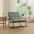 thumbnail image 2 of Outdoor Rocking Chair with Thick Cushion, Comfy Steel Frame Patio Rocker, Adjustable Swing for Living Room Reading Room, Black Frame, Light Green, 2 of 13