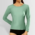 thumbnail image 2 of T-shirt Ajusté à Manches Longues Côtelé et Col Rond pour Femmes, 2 of 5