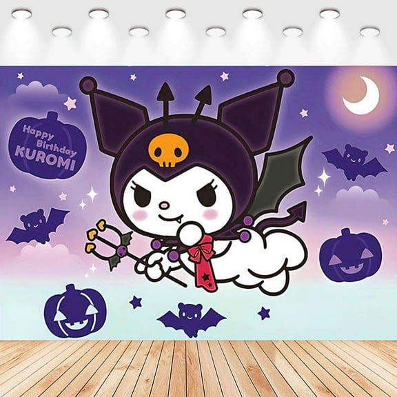 5 X3ft Kuromi Cartoon Birthday Party Decorations Supplies, Masks Party Photography Backdrop Photo Decor Banner, Kids Boys Baby Shower Photography Backdrop