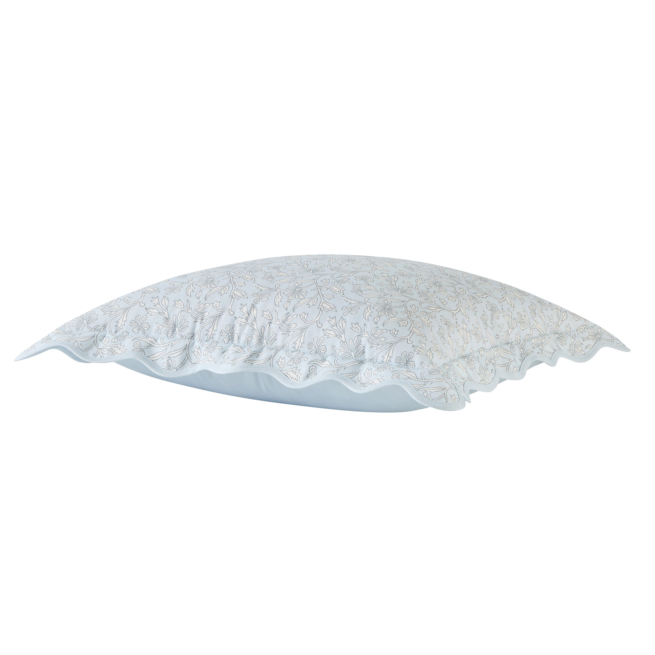 My Texas House Blue Floral Scallop Outdoor Pillow, 18 in x 18 in
