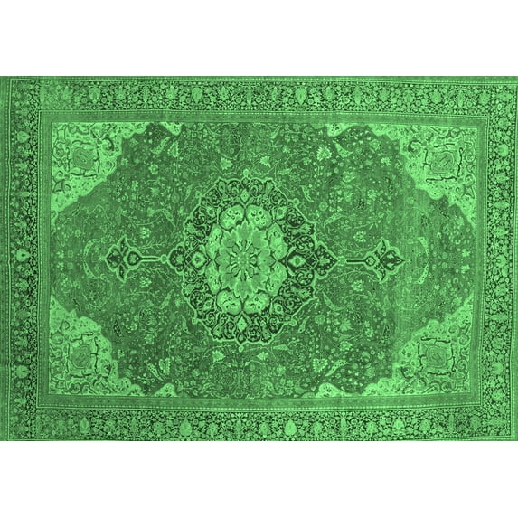 Ahgly Company Indoor Rectangle Medallion Emerald Green Traditional Area Rugs, 3' x 5'