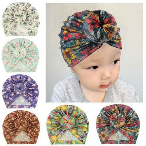 Zwiiyzr Newborn Baby Cotton Hat Soft Cotton Toddler Kids Girl Head Wrap with Big Bow Cap A