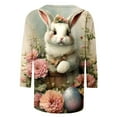 thumbnail image 5 of Women's Casual Top Easter Rabbit Egg Print Crew Neck Loose 3/4 Sleeve T-Shirt Silver XL, 5 of 5