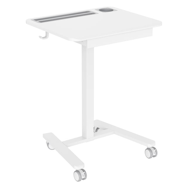 Bureau Debout Mobile avec Tiroir, Poste de Travail Portable à Roulettes à Hauteur Réglable pour Ordinateur Portable pour Bureau à Domicile