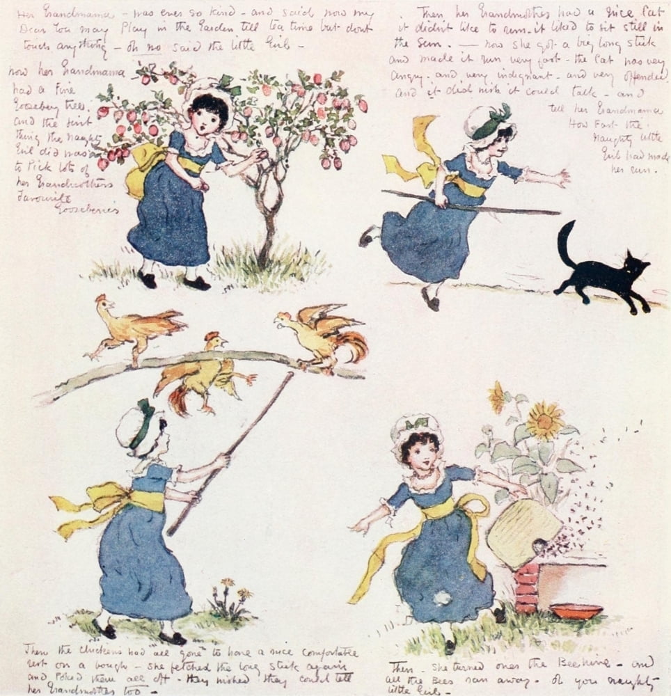 Kate Greenaway 1905 Facsimile of original story page 2 Poster Print by ...