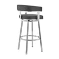 thumbnail image 3 of Aliya 3 Piece Counter Height Dining Table Set, Round Glass Top, Gray Silver- Saltoro Sherpi, 3 of 5
