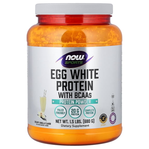NOW Sports Eggwhite Protein Powder, Vanilla Crème, 20g Protein, 1.5 Lb