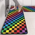 thumbnail image 2 of Kitchen Rugs Sets Of 2,Colorful Rainbow Checkered Pattern Anti Fatigue Kitchen Mat Rugs Non Slip Washable,Decorative Kitchen Floor Mats for Kitchen,Sink,Laundry,17"x47"+17"x47", 2 of 5