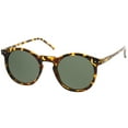 thumbnail image 3 of zeroUV Unisex Retro Horn Rimmed Keyhole Nose Bridge P3 Round Sunglasses 49mm (Shiny Yellow-Tortoise / Green) - 49mm, 3 of 5