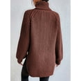 thumbnail image 6 of FEORJGP Women's Autumn Winter Sweater Long Sleeve Turtleneck Knit Pullover Solid Color Split Hem Long Knitwear Jumper Loose Casual Cozy Tops, 6 of 8