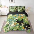 thumbnail image 2 of Manfei Cute Cat 7-Piece Twin Bedding Sets,Rustic Flower Floral Bedding Comforter Set,Black Green White Sheet Sets For Girls Kids,Ultra Soft Home Decor Reversible, 2 of 8