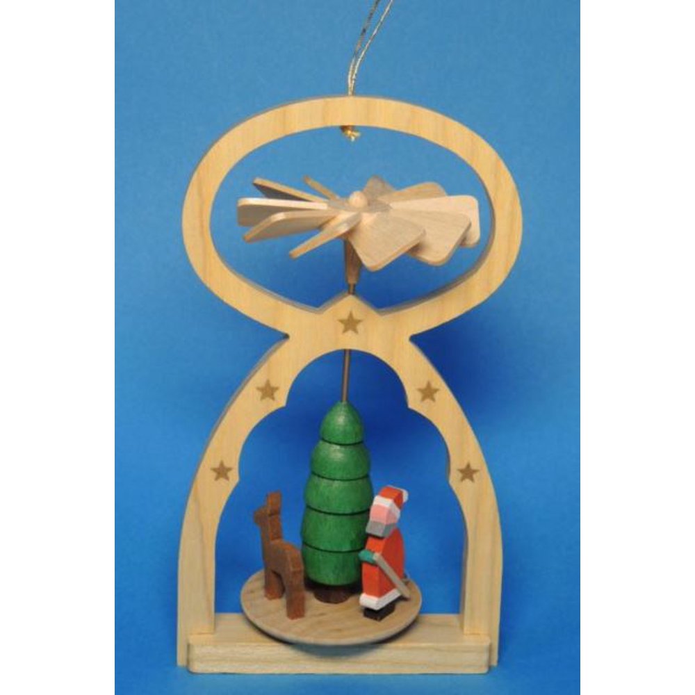 Santa with Reindeer German Wood Christmas Pyramid Ornament Walmart