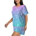 thumbnail image 2 of Kdxio Multicolor Glitter Print Pajamas Sets for Women Short-Sleeved Pjs with Lounge Shorts Two Piece Sleepwear S-4XL, 2 of 8