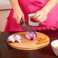 thumbnail image 6 of Uxcell 2 Pcs Onion Slicer Holder, 4.3 x 3.1 Inch Stainless Steel Vegetable Cutting Holder Food Cutter Tool for Slicing Storing Onions Tomatoes Potatoes Avocados Apples, Orange, 6 of 6