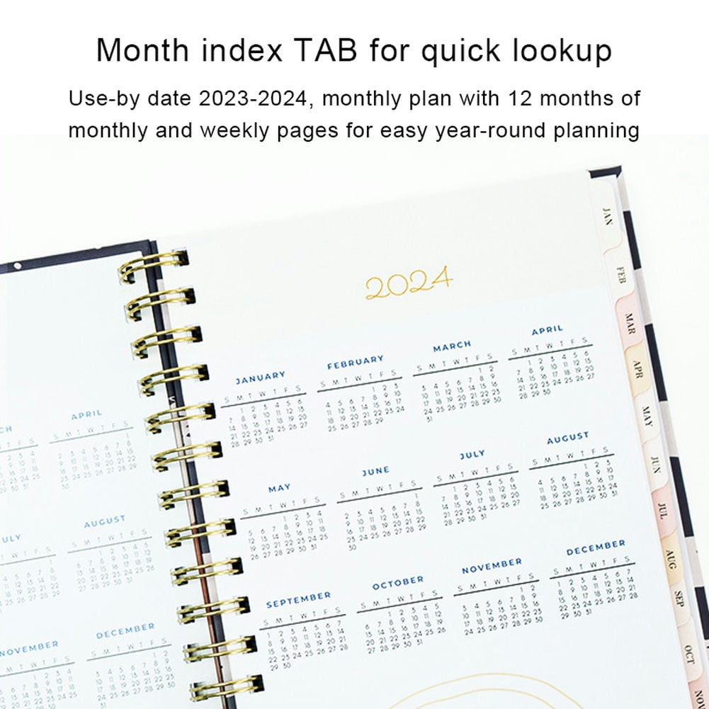 KYAIGUO 2023-2024 Schedule Book Daily Weekly Planner A5 Coil Book Thick Double-Gummed Paper, Moderate Spacing, Smooth Writing
