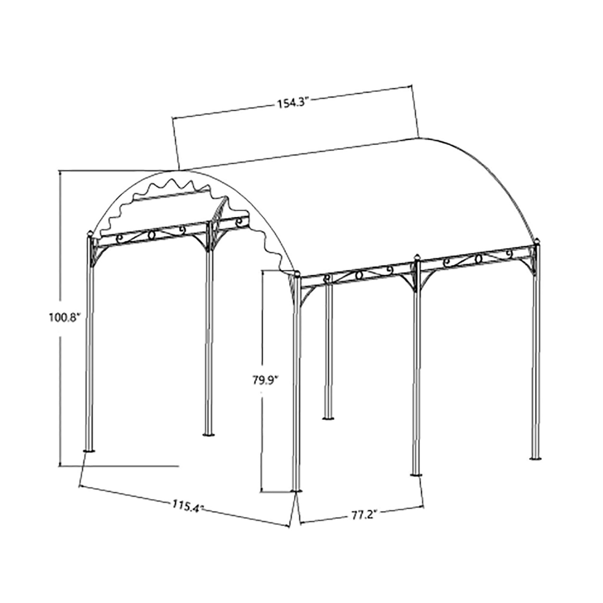 Kadyn Outdoor Patio Iron Carport Shelter Garage Tent, Garden Storage Shed with Anchor Kit, White