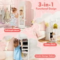 thumbnail image 2 of 360° Swivel Mirrored Kids Jewelry Cabinet with Full-Length Mirror, 44" Standing Children Jewelry Organizer with Rear Storage Shelves, Kids Vanity Dress Up Jewelry Armoire for Girls (White), 2 of 9