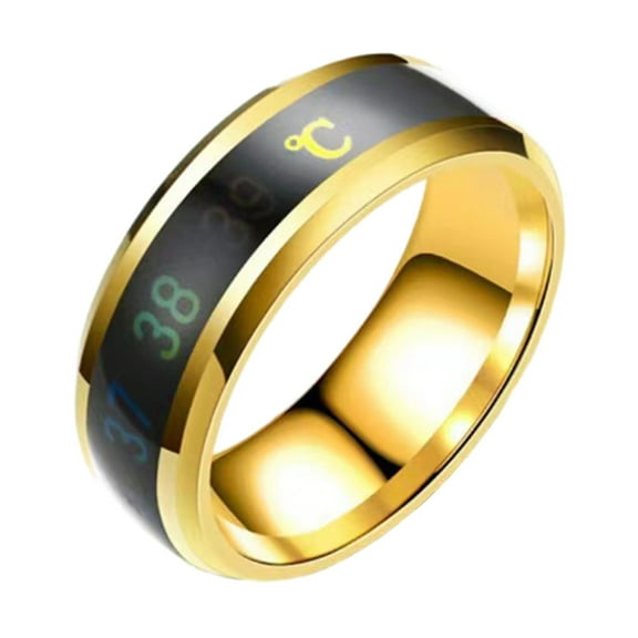 Mightlink Titanium Steel Wedding Band Sense Body Temperature Ring Intelligent Temperature Sensing Ring Men Women Ring
