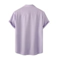 thumbnail image 4 of Mens Shirts Gifts for Men Men's Spring Summer Casual Linen Solid Color Short Sleeve Shirt Loose Turn-down Collar Shirt Purple Linen M, 4 of 4