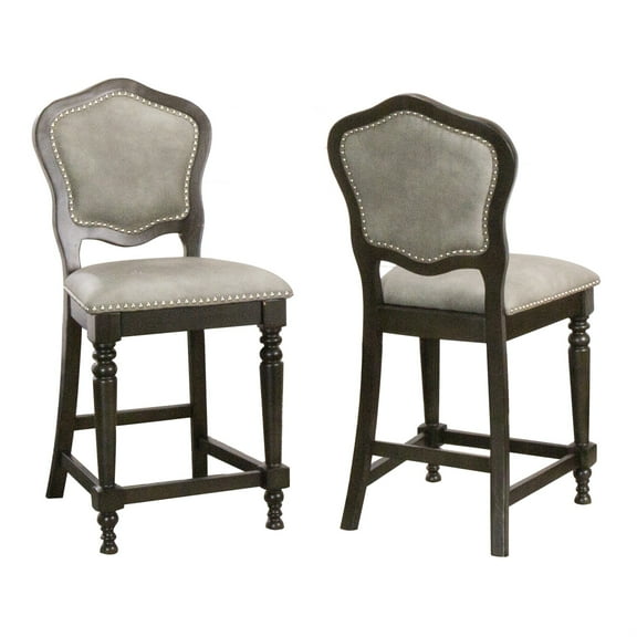 Sunset Trading Vegas 25" Microsuede Upholstered Barstools in Gray (Set of 2)