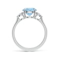 thumbnail image 2 of ANGARA Natural Round 1.6 ct Aquamarine and Diamond Three Stone Engagement Ring in 14K White Gold for Women (Size-8mm) | March Birthstone, Anniversary, Jewelry Gift for Women | Natural Aquamarine Ring, 2 of 9