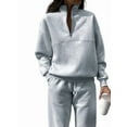 thumbnail image 2 of Conjunto Deportivo de 2 Piezas para Mujer: Sudadera de con Media Cremallera y Pantalón de Chándal Gris S, 2 of 8