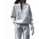 thumbnail image 2 of Conjunto Deportivo de 2 Piezas para Mujer: Sudadera de con Media Cremallera y Pantalón de Chándal Gris XXL, 2 of 8