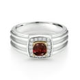 thumbnail image 2 of Gem Stone King Red Garnet E-F Lab Grown Diamond 925 Silver and 10K Yellow Gold Men's Ring (0.96 Cttw, Available in Size 7, 8, 9, 10, 11, 12, 13), 2 of 3