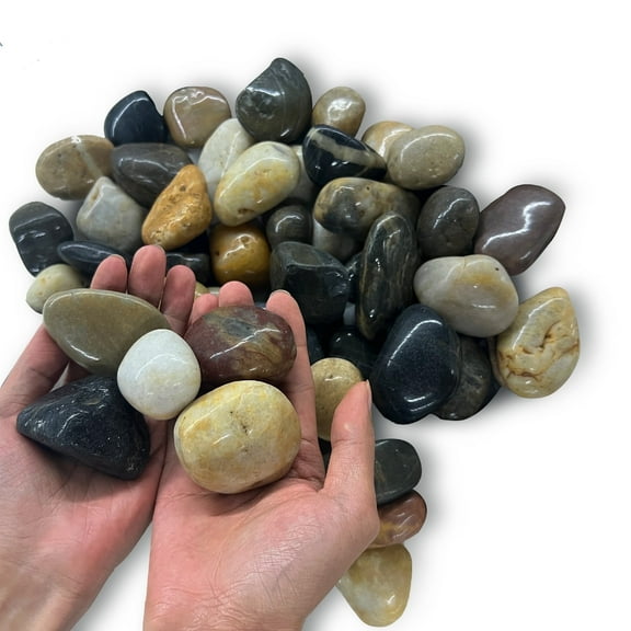 40LB Mixed Color River Rocks - 1-2 Inch Polished Pebbles for Landscaping, Plant Drainage, Aquarium Gravel, Vase Filler & DIY Decor