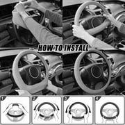 XUKEY Rubber Steering Wheel Cover 14 -16 Non-Slip Black Silicone Elastic Universal for Car SUV Truck
