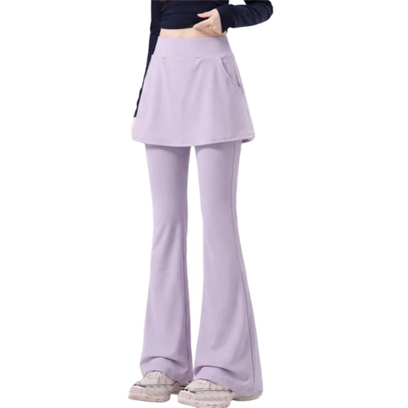Girls Two Piece Pants Built In Shorts Flared Leg Design Activewear For Yoga Dance Everyday Comfort