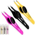 thumbnail image 1 of Pinzas profesionales para cejas con punta inclinada de acero inoxidable, juego de 2 y 3 piezas, pinzas de punta inclinada con agarre antideslizante para depilación facial, eliminación de pelos encarna, 1 of 8