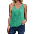 thumbnail image 2 of Green Women's Tanks, Womens Tank Tops Loose Fit V Neck Ruched Sleeveless Tops Casual Basic Shirts S Xxl,Women's Tanks & Camis S, 2 of 9