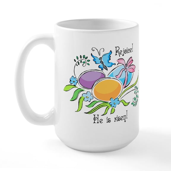 CafePress - Easter Egg Rejoice Large Mug - 15 oz Ceramic Large White Novelty Mug