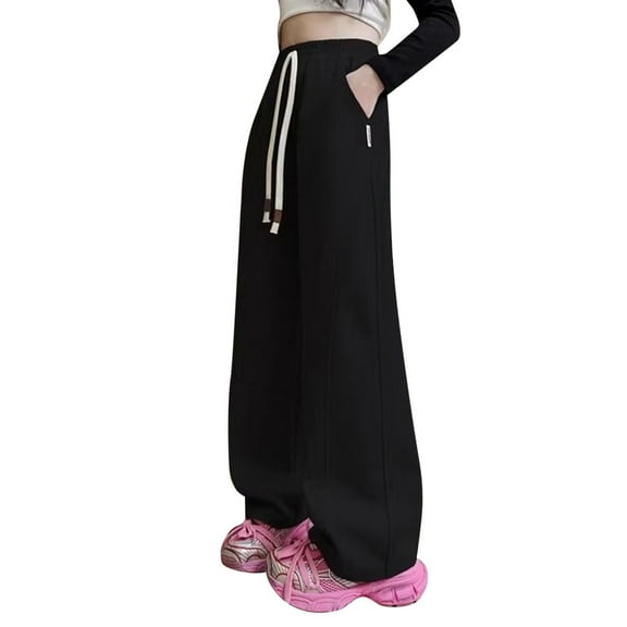 HUANBAI Girls' Sweatpants Children's Casual Loose Straight Pants Wide Leg Pants 4-5 Years