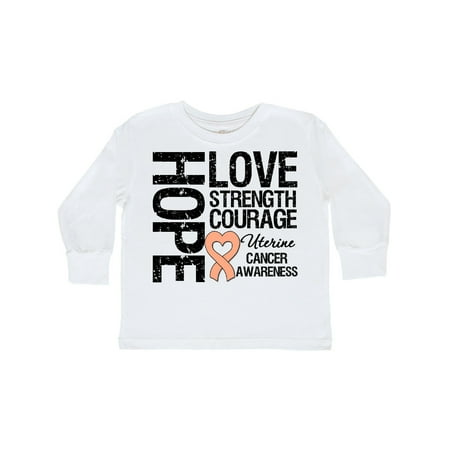 

Inktastic Uterine Cancer Hope Love Strength Gift Toddler Boy or Toddler Girl Long Sleeve T-Shirt