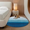 thumbnail image 3 of Blue Ombre Round Rug 8ft Washable Circle Rugs Non Slip Ocean Waves Beach Gradient Large Area Rug Indoor Floor Carpet for Bedroom Kitchen Living Room Home Office Dining Room Nursery, 3 of 8