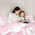 thumbnail image 4 of spefrowx Watercolor Pink Bow Twin Bedding for Girls, Gingham Polka Dot Ribbon Bedding Comforter Set, Pink Reversible, 7 Pieces, 4 of 6