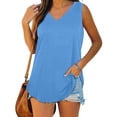 thumbnail image 2 of xfsWaSs Tank Top for Women Loose Fit Sleeveless Tshirts V Neck Summer Womens Tank Tops Solid Color Women's Tees and Tanks Tunic Top, 2 of 5