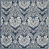 SAFAVIEH Blossom Travis Geometric Wool Area Rug, Navy/Ivory, 8' x 8' Square