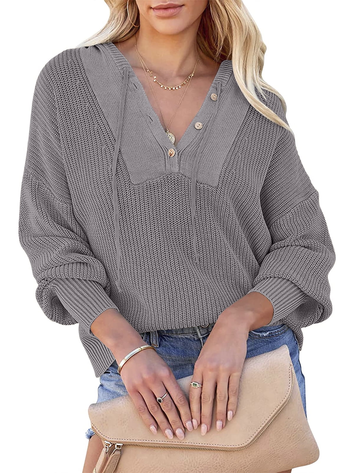DEEP SELF Sweater For Women Hoodie Casual Loose Knit Sweaters Cozy ...