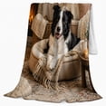 thumbnail image 2 of Border Collie Pumpkin Patch autumn celebration, Festive autumn celebration Scene, Warm Flannel Blanket for Living Room and Bedroom, Animal Lovers autumn celebration Gift, Festive Home Decor, 2 of 9