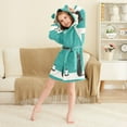 thumbnail image 3 of FORMRS Niños Bathrobe Unisex Hooded Robe Soft Plush Pajamas Sleepwear, Size 2-3T, Black Cat and Coffee, 3 of 7